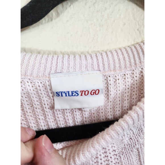 Vintage Womens XS Pink Knit Long Sleeve Crew Neck Sweater 100% Cotton USA Made - Picture 4 of 5